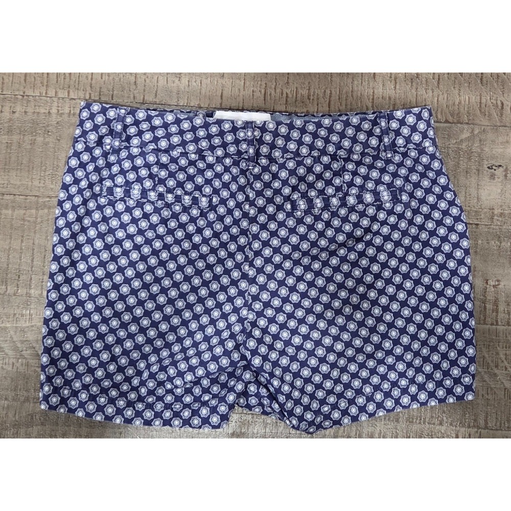 Banana Republic Navy Blue & White Floral Print Hampton Fit Chino Shorts Size 6